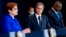 Australian Foreign Minister Marise Payne, left, accompanied by US Secretary of State Antony Blinken, second from right, and US Defense Secretary Lloyd Austin, right, speaks at a news conference at the State Department in Washington, Sept. 16, 2021. 