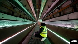 EHC Director Sascha Lamme walks inside a 420m long tunnel serving as a testing facility, constructed to develop hyperloop technologies as a potential future sustainable transportation system, at the European Hyperloop Center in Veendam on March 26, 2024. 