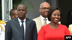 FILE - Haitian President Jovenel Moise and first lady Martine Moise are seen at the National Palace in Port-au-Prince, Haiti, May 23, 2018. 