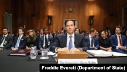 2025年5月20日，美国国务卿卢比奥在参议院拨款委员会小组委员会审核国务院2026财年预算申请的听证会上作证。