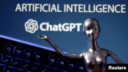 FILE PHOTO: Illustration shows ChatGPT logo and AI Artificial Intelligence words