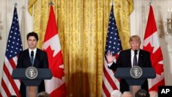 نشست خبری روز دوشنبه ۲۵ بهمن رئیس جمهوری آمریکا و نخست وزیر کانادا. 