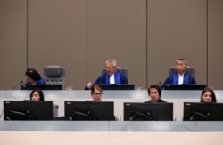 Judges are seen in the courtroom for the trial of the Congolese militia commander Bosco Ntaganda at the ICC (International Criminal Court) during his trial at the Hague, in the Netherlands, July 8, 2019.