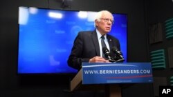 Democratic presidential candidate Bernie Sanders prepares to speak for a video to supporters at Polaris Mediaworks in Burlington, Vermont, June 16, 2016.