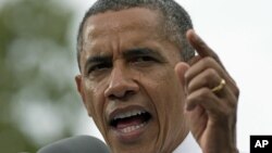 President Barack Obama speaks at a campaign event at Schiller Park, Sept. 17, 2012, in Columbus, Ohio. 