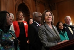 U.S. House Speaker Nancy Pelosi, D-Calif., speaks at a news conference ahead of a vote on the Voting Rights Advancement Act, on Capitol Hill in Washington, Dec. 6, 2019.