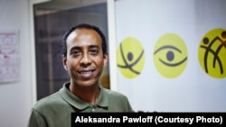 Dr. Amir Bedri Kello, senior consultant for Light For The World, conducts a presentation at the Light For The World country office in Addis Ababa, Ethiopia