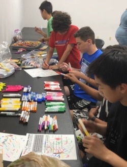 Through his nonprofit, Kids Changemakers, Caleb Oh and friends collect school supplies for students who cannot afford to buy them. (Courtesy Caleb Oh)