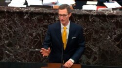 White House deputy counsel Patrick Philbin answers a question during the impeachment trial against President Donald Trump in the Senate at the U.S. Capitol in Washington, Jan. 29, 2020, in this image from video.