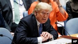 ប្រធានាធិបតី​ ត្រាំ ចូលរួម​មហាសន្និបាត​អង្គការ​សហប្រជាជាតិ​ អំពី​ការ​ទប់ស្កាត់​​ការ​រីក​រាល​ដាល​នៃ​អាវុធ​នុយក្លេអ៊ែរ នៅ​ក្នុង​មហាសន្និបាត​អ.ស.ប កាល​ពី​ថ្ងៃទី​២៦ កញ្ញា ២០១៨។