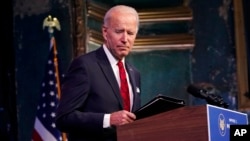 Presiden terpilih AS, JOe Biden, di The Queen theater, Wilmington, Delaware, 15 Januari 2021. (AP Photo/Matt Slocum)