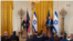 El presidente de Estados Unidos, Donald Trump, y el primer ministro israelí, Benjamín Netanyahu, brindan una conferencia de prensa en la Casa Blanca. El martes 4 de enero de 2025.