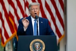President Donald Trump speaks in the Rose Garden of the White House, June 1, 2020.