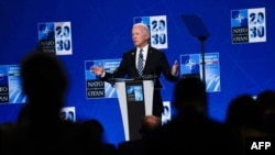 U.S. President Joe Biden speaks during a press conference after the NATO summit at the North Atlantic Treaty Organization (NATO) headquarters in Brussels, on June 14, 2021. 