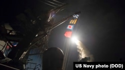 USS Ross fires a Tomahawk missile, April 7, 2017. USS Ross, an Arleigh Burke-class guided-missile destroyer, is conducting naval operations in the U.S. 6th Fleet area of operations in support of U.S. national security interests in Europe and Africa.