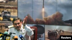 FILE - Ali Shamkhani, then Iran's defense minister, speaks with journalists during a news conference at the Defense Ministry in Tehran, Aug. 9, 2005.