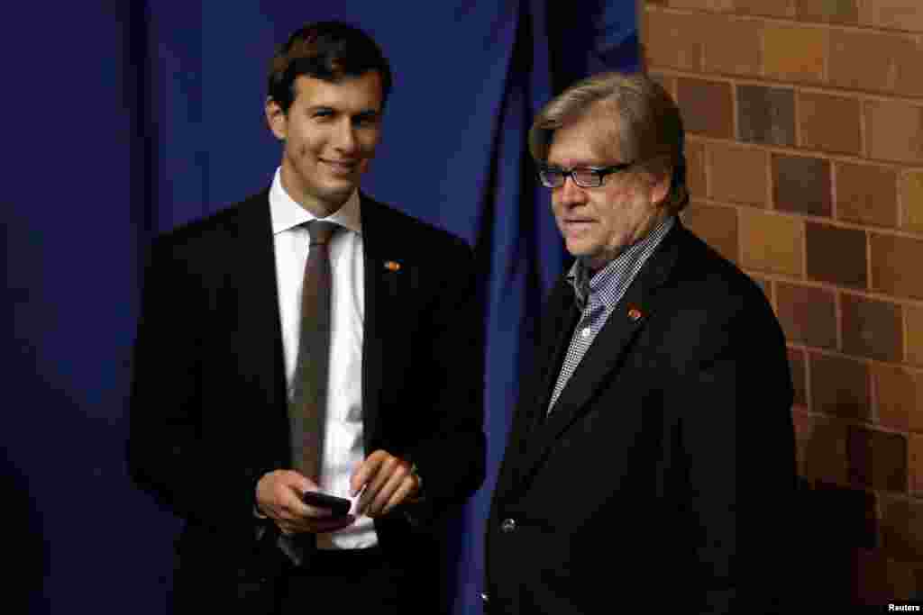 Jared Kushner, husband of Ivanka Trump, seen here with Stephen Bannon, is on Donald Trump&#39;s transition team. The New Jersey real estate scion helped guide Trump to victory and is poised to remain an influential adviser during his presidency.
