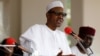 FILE - Nigerian President Muhammadu Buhari speaks at the presidential villa in Abuja, Nigeria, May 14, 2016.