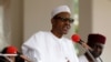 FILE - Nigerian President Muhammadu Buhari speaks at the presidential villa in Abuja, Nigeria.