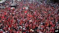 Protesters of the United Front for Democracy against Dictatorship (UDD), or red shirt, rally to mark the sixth month anniversary of the May military crackdown on the protesters, 19 Nov 2010, in Bangkok