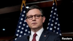 যুক্তরাষ্ট্র সংসদের নিম্নকক্ষ হাউস অফ রেপ্রেসেন্টেটিভ-এর স্পিকার মাইক জনসন। ফটোঃ ১৬ এপ্রিল, ২০২৪। 