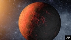 An artist's drawing of an exoplanet discovered by the Kepler space telescope. (NASA)