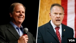Doug Jones (Partai Demokrat) dan Roy Moore (Partai Republik) bertarung ketat dalam perebutan kursi Senat di negara bagian Alabama. 
