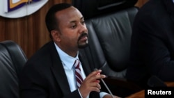 FILE - Ethiopia’s Prime Minister Abiy Ahmed speaks during a session with the Members of the Parliament in Addis Ababa, Ethiopia, Oct. 22, 2019. 