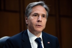 FILE - U.S. Secretary of State Antony Blinken testifies during a Senate Foreign Relations Committee hearing on Capitol Hill in Washington, June 8, 2021.