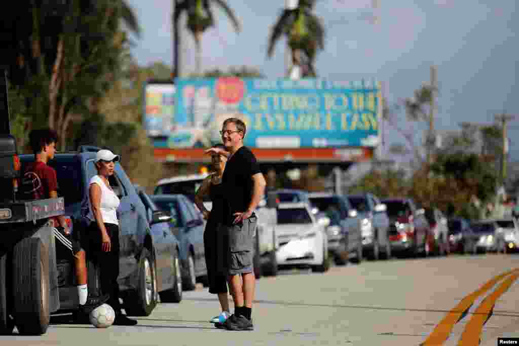 Local residents wait for the reopening of the Florida Keys road&nbsp;in Homestead after Hurricane Irma strikes Florida, Sept. 11, 2017.