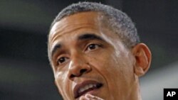 US President Barack Obama speaks after he tours an advanced battery facility, Johnson Controls, Inc. in Holland, Michigan, August 11, 2011