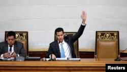 Juan Guaido, President of the Venezuela's National Assembly, attends a session in Caracas, Venezuela, Jan. 15, 2019. 
