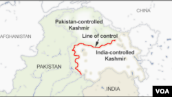 Map of the Line of control, Kashmir