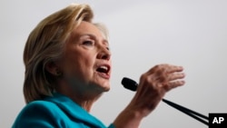 Democratic presidential candidate Hillary Clinton speaks during a campaign event at Truckee Meadows Community College, in Reno, Nevada, Aug. 25, 2016.