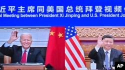 Họp trực tuyến giữa Tổng thống Mỹ Joe Biden và Chủ tịch Trung Quốc Tập Cận Bình ngày 16/11/2021. 