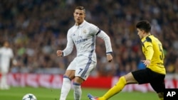 Cristiano Ronaldo lors d'un match à Madrid, Espagne, le 7 décembre 2016.