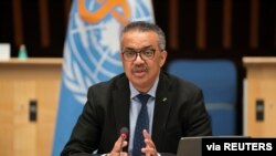 FILE - Tedros Adhanom Ghebreyesus, WHO director-general, speaks in Geneva, Jan. 21, 2021.