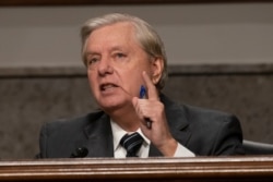 FILE - Senate Judiciary Committee Chairman Lindsey Graham, R-S.C., speaks during a hearing on Capitol Hill in Washington, Sept. 30, 2020.