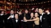 Bong Joon Ho and the cast of "Parasite" pose at the 92nd Academy Awards in Hollywood, Los Angeles, California, Feb. 9, 2020. 