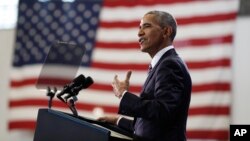 President Barack Obama speaks at MacDill Air Force Base in Tampa, Florida, Dec. 6, 2016, about the administration's approach to counterterrorism campaign. 