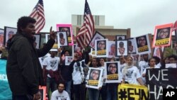 FILE - About 200 friends and supporters of Nabra Hassanen rallied at the Fairfax County Courthouse in Virginia, Oct. 13, 2017.