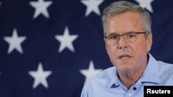 FILE- Former Florida Governor and Republican presidential candidate Jeb Bush speaks at the First in the Nation Republican Leadership Conference in Nashua, New Hampshire, April 17, 2015. 