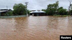 A view of flooding in Fitzroy Crossing, Australia Jan. 3, 2023 in this picture obtained from social media. Callum Lamond/via REUTERS