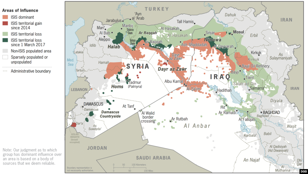 Map: Islamic State Areas of Influence, May 2017