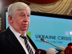 Then-General Prosecutor of Ukraine Viktor Shokin speaks during news conference in Kyiv, Ukraine, Feb. 16, 2015.