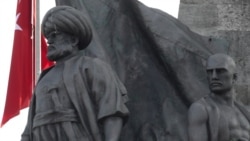 A statue of the 16th century Ottoman Admiral, Hayreddin - or Barbarossa - dominates a square adjacent to Istanbul's Bosphorus waterway. (Dorian Jones/VOA)