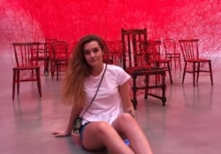 FILE - Student Sofia Sapega poses for a picture in Gothenburg, Sweden, in this photo taken in 2019.