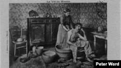 A postcard of a French miner being washed by his wife at the turn of the 20th century. (The Clean Body - A Modern History by Peter Ward)