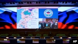 Генерал Сергій Рудськой під час брифінгу в Міністерстві оборони Росії 