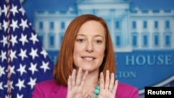 La secretaria de Prensa de la Casa Blanca, Jen Psaki, habla en Washington D.C. el 29 de enero del 2021. 